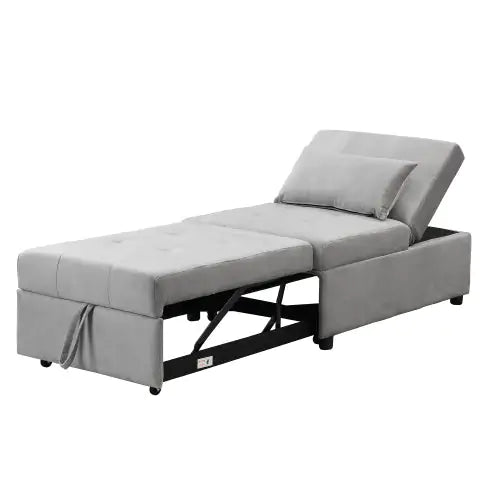 Folding Ottoman Sofa Bed Gray