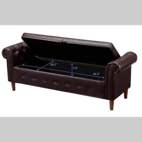 Brown Multifunctional Storage Rectangular Sofa Stool