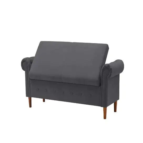 Dark Gray Multifunctional Storage Rectangular Sofa Stool