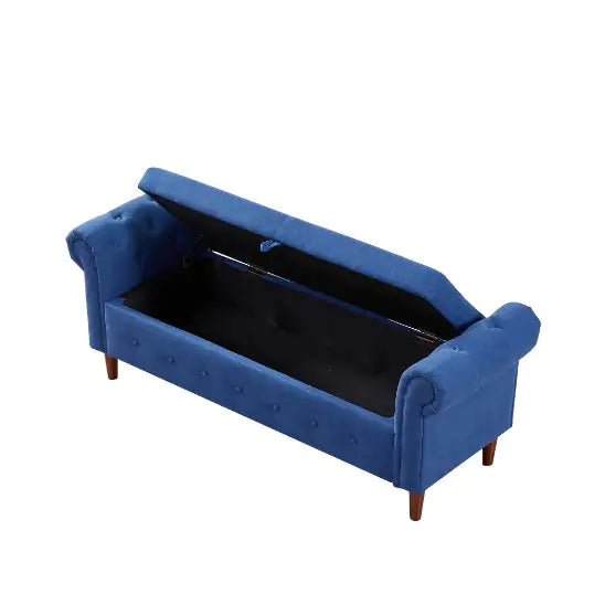 Navy Blue Multifunctional Storage Rectangular Sofa Stool