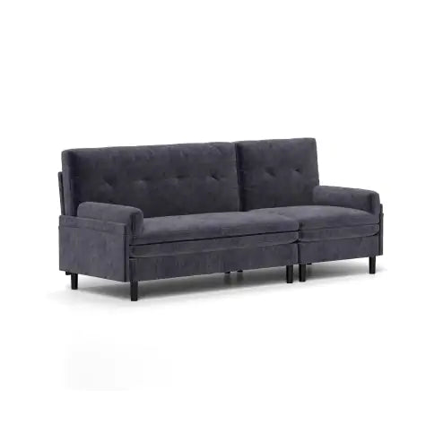 Grey Corduroy Sectional Sofa Convertible 3-seaters Sofa, L-Shaped Sofa, And Bed