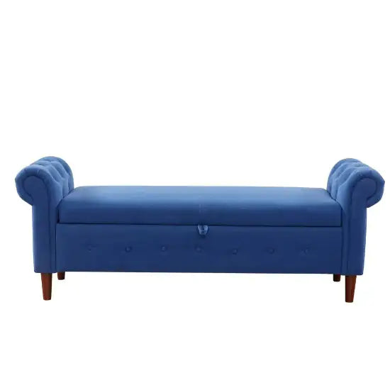 Navy Blue Multifunctional Storage Rectangular Sofa Stool