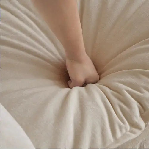 Modern Fabric Loveseat Sofa Couch For Living Room, Upholstered Large Size Deep Seat 2-Seat Sofa With 4 Pillows ,Beige Chenille