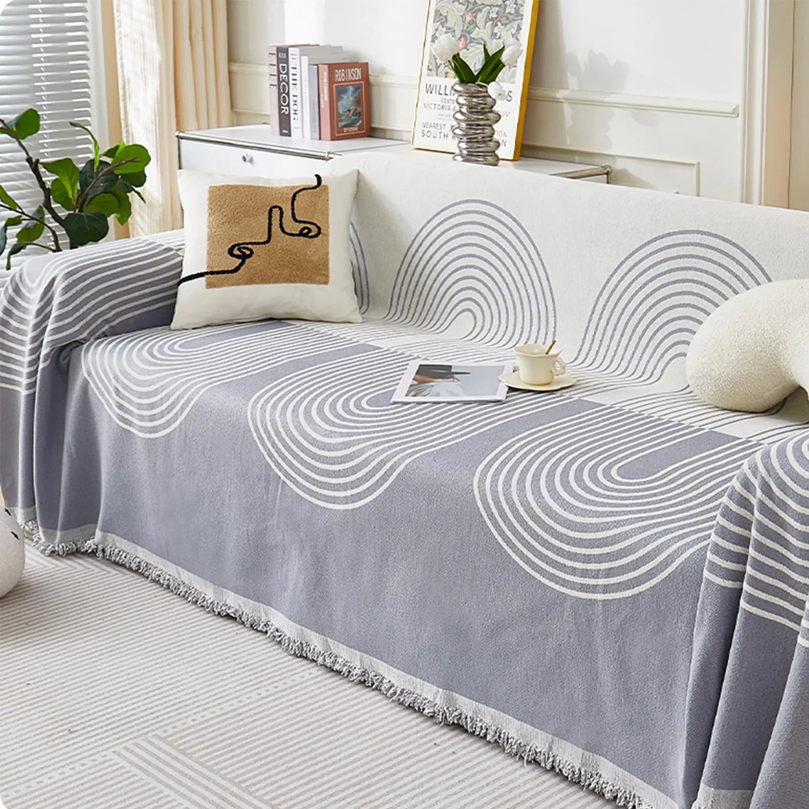 AIRFUN Towel Sofa Covers Couch Cover Blanket Reversible Sofa Slipcovers Washable Chenille Couch ProtectorFurniture Protectors for Pets Universal Couch Cover Thick Durable Sectional71"x118"Gray