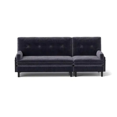 Grey Corduroy Sectional Sofa Convertible 3-seaters Sofa, L-Shaped Sofa, And Bed