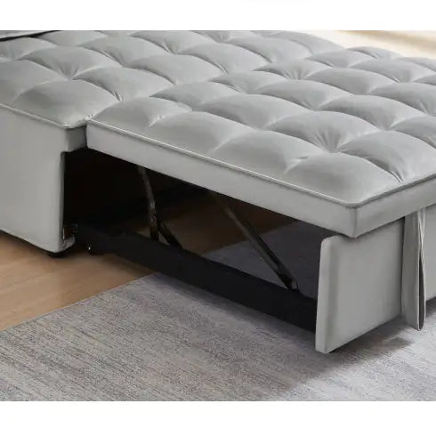 Convertible Sleeping Sofa Bed, Modern Velvet Fabric Double Seat Sofa Bed, Sleeping Sofa Bed With 2 Backs And Detachable Backs, Backs, Suitable For Living Room Bedroom,Grey