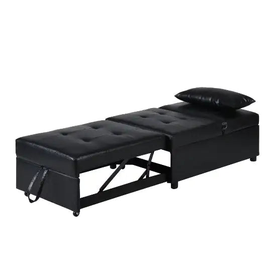 Folding Ottoman Sofa Bed BLACK