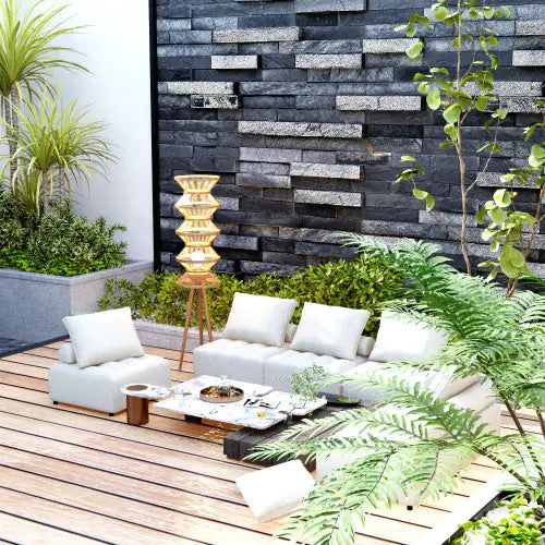 Outdoor Sectional Sofa, Aluminium Structure, Support Cushion And Back Cushion Cover - Removable, Fade Resistant, Including Waterproof Sofa Cover, Beige - Price - Based On A Single Piece