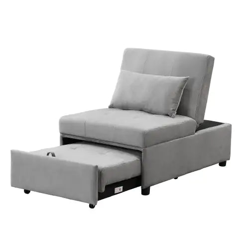 Folding Ottoman Sofa Bed Gray