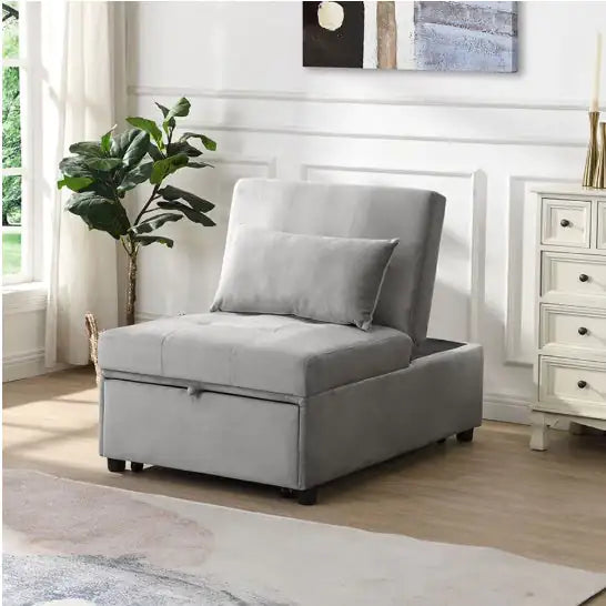 Folding Ottoman Sofa Bed BLACK