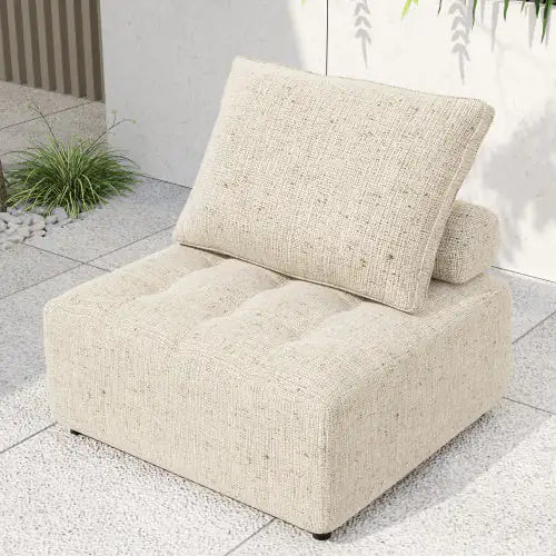 Outdoor Modular Sofa, Aluminium Structure, Support Cushion And Back Cushion Cover - Removable, Fade Resistant, With Waterproof Cover, Light Brown - Price - Based On A Single Piece
