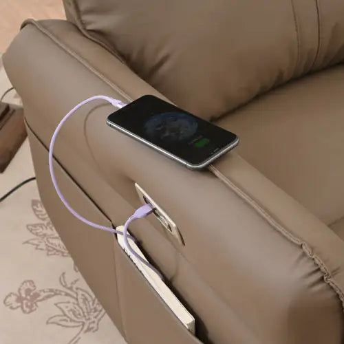 Electric Gliding Recliner Sofa With USB Port