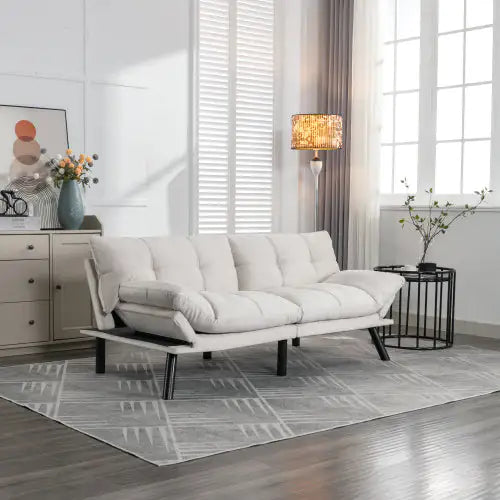 Cream Convertible Folding Modern Sofa Bed