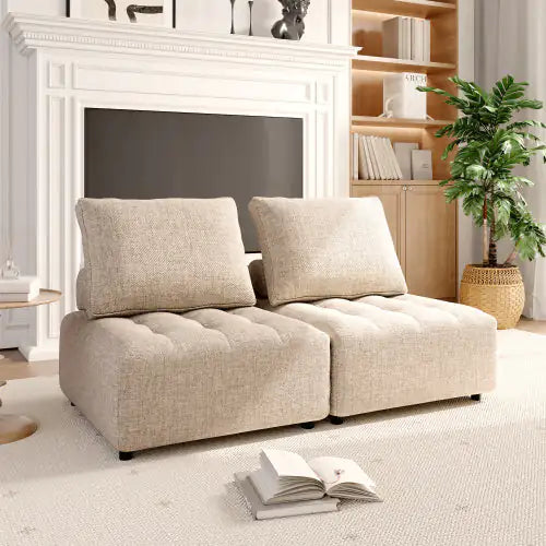 Outdoor Modular Sofa Aluminium Structure Support Cushion And Cushion Cover Detachable Fade Resistant Sofa Cover Included Light Brown - Price - Based On A Single Piece - 2 Pcs