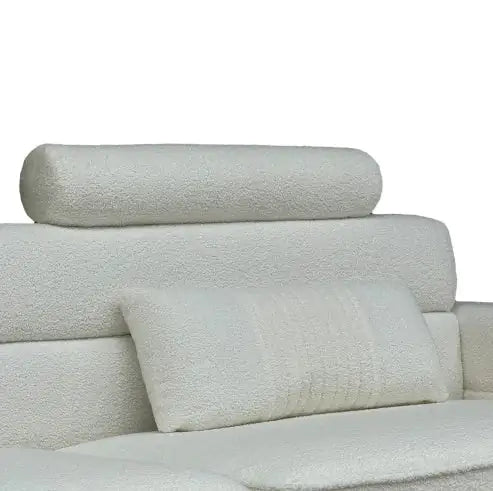 FX-P15-WBsofa Elegant White Imitation Wool Circle Fabric Sofa With Adjustable Headrests - Contemporary 3-Seat Couch With Gold Legs, Perfect For Living Room And Office DecorTEMU Suitable