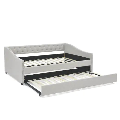 The Full-size Sofa Bed Features A Double Upholstered Tufted Sofa Bed On Wheels  Unavailable Platforms- Temu