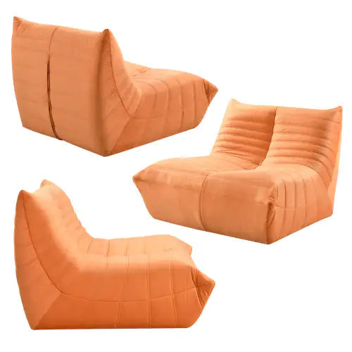 Fireside Chair, Large Bean Bag Chair For Adults, Lazy Floor Sofa For Home, Playing Bean Bag Chair, One-piece High Resillence Sponge, Flannelette Fabric, Orange