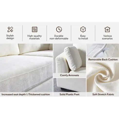 Modular Sofa Whiten Chenille Fabric, Simple And Grand, The Seat And Back Is Very Soft. This Is Also A KNOCK DOWN Sofa