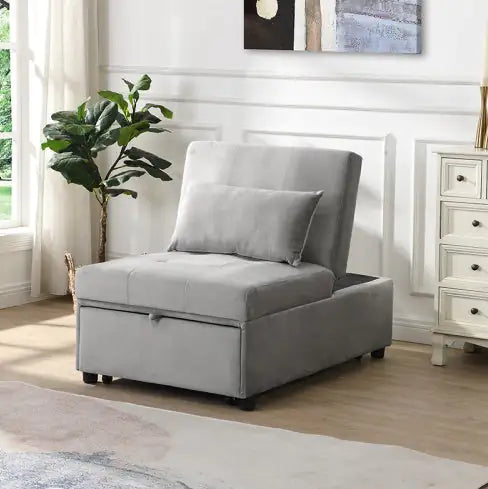Folding Ottoman Sofa Bed Gray