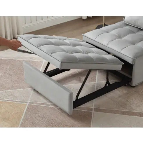 Convertible Sleeping Sofa Bed, Modern Velvet Fabric Single Seater Sofa, Sleeping Sofabed With 1 Back Pillow And Removable Back, Single Comfortable Recliner Sofabed For Office, Living Room Apartment