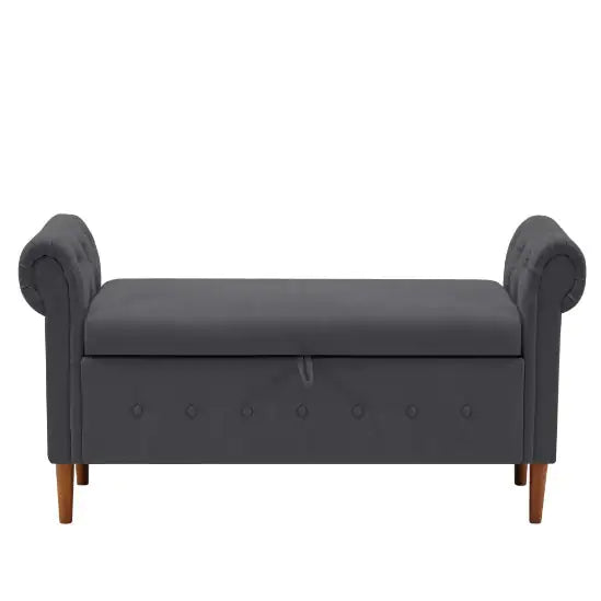 Dark Gray Multifunctional Storage Rectangular Sofa Stool