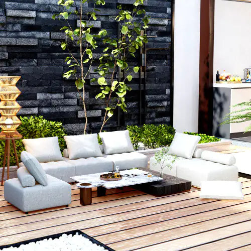 Outdoor Sectional Sofa, Aluminium Structure, Support Cushion And Back Cushion Cover - Removable, Fade Resistant, Including Waterproof Sofa Cover, Beige - Price - Based On A Single Piece