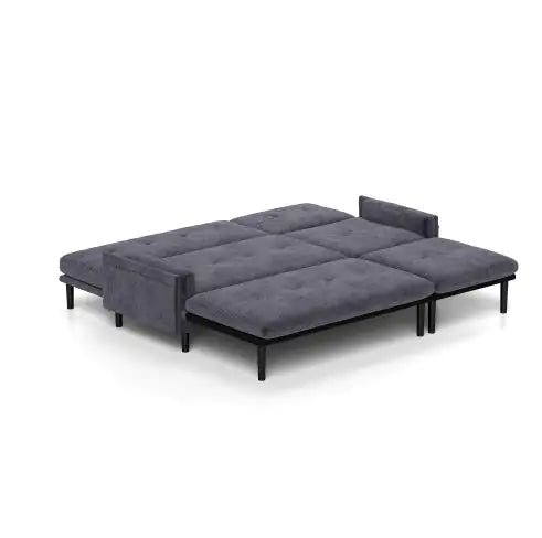 Grey Corduroy Sectional Sofa Convertible 3-seaters Sofa, L-Shaped Sofa, And Bed