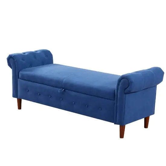 Navy Blue Multifunctional Storage Rectangular Sofa Stool