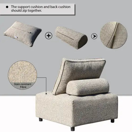 Outdoor Modular Sofa Aluminium Structure Support Cushion And Cushion Cover Detachable Fade Resistant Sofa Cover Included Light Brown - Price - Based On A Single Piece - 2 Pcs