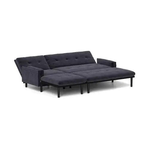 Grey Corduroy Sectional Sofa Convertible 3-seaters Sofa, L-Shaped Sofa, And Bed