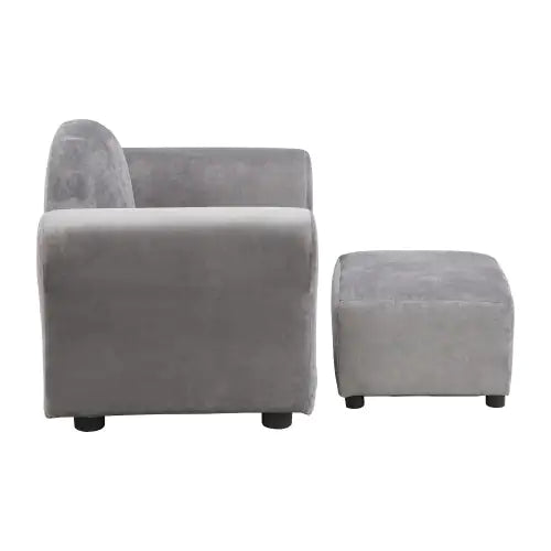 Velvet Children's Soft Bag Sofa With Footstool