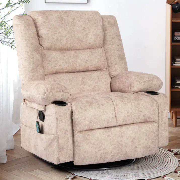 Beige Chaise Longue Sofa, Adult Swivel Lounger, Nursery Rocking Chair With Massage And Heating