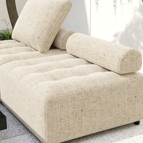 Outdoor Modular Sofa, Aluminium Structure, Support Cushion And Back Cushion Cover - Removable, Fade Resistant, With Waterproof Cover, Light Brown - Price - Based On A Single Piece