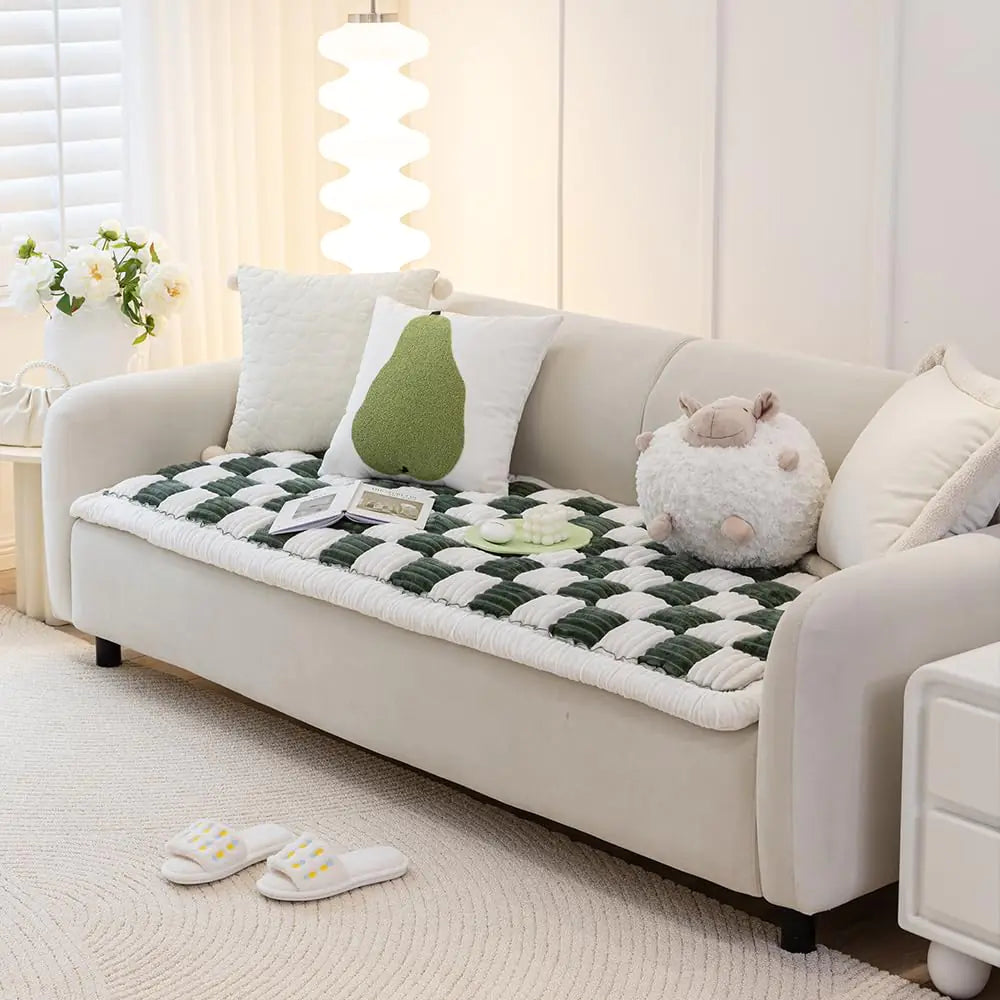 Ksiliup Sofa Cover Non Slip Couch Cover for Dogs Washable Pet Couch Covers for Sofa Blanket Couch Covers for 3 Cushion Couch Sofa Pet Friendly (Green 27.6" x 70.9")