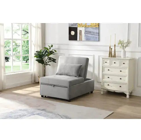 Folding Ottoman Sofa Bed Gray