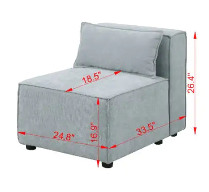 Modular Sofa Grayish Blue Chenille Fabric, Simple And Grand, The Seat And Back Is Very Soft. This Is Also A KNOCK DOWN Sofa