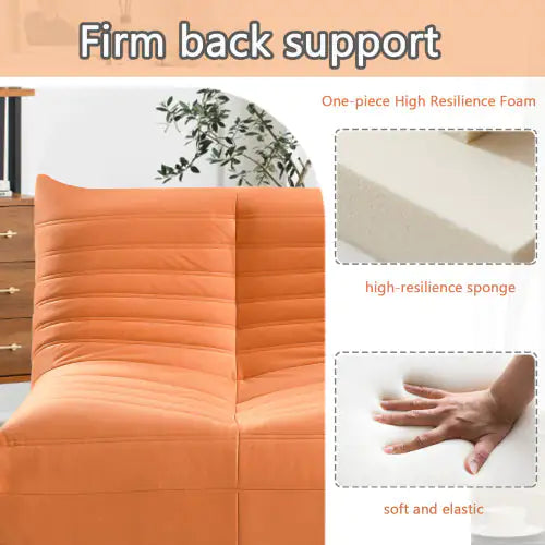 Fireside Chair, Large Bean Bag Chair For Adults, Lazy Floor Sofa For Home, Playing Bean Bag Chair, One-piece High Resillence Sponge, Flannelette Fabric, Orange