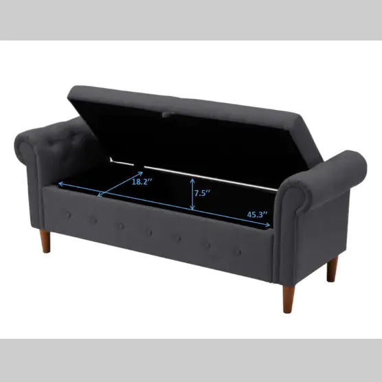 Dark Gray Multifunctional Storage Rectangular Sofa Stool