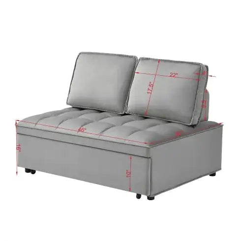 Convertible Sleeping Sofa Bed, Modern Velvet Fabric Double Seat Sofa Bed, Sleeping Sofa Bed With 2 Backs And Detachable Backs, Backs, Suitable For Living Room Bedroom,Grey