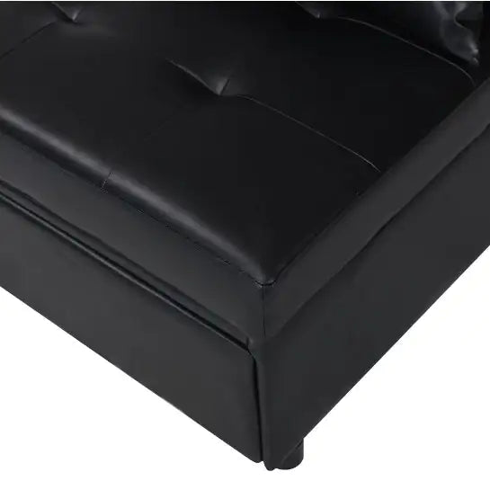 Folding Ottoman Sofa Bed BLACK