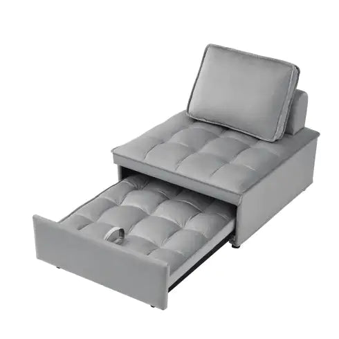 Convertible Sleeping Sofa Bed, Modern Velvet Fabric Single Seater Sofa, Sleeping Sofabed With 1 Back Pillow And Removable Back, Single Comfortable Recliner Sofabed For Office, Living Room Apartment