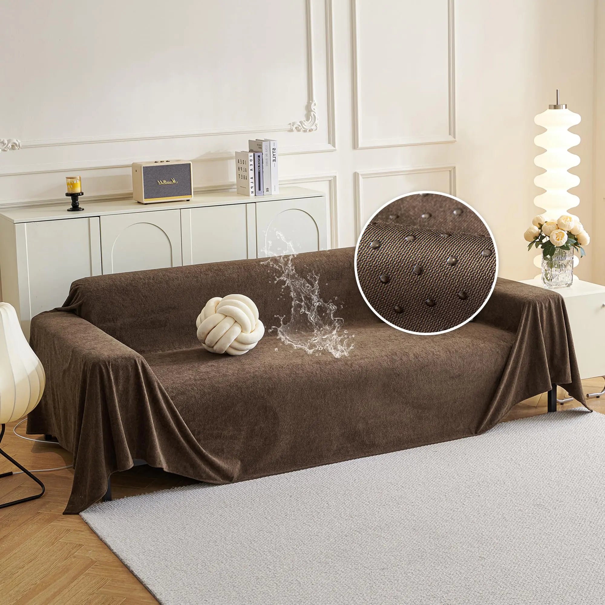 MYSKY HOME Sectional Couch Covers Couch Cover 3 Cushion Sofa Couch Covers for Sofa Dog Couch Protector L Shape Sofa Cover Sofa Slipcovers Washable Furniture Covers for Pets 91" x 134" Dark Brown