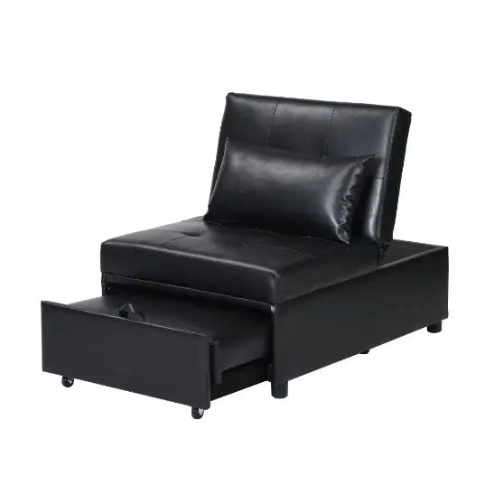 Folding Ottoman Sofa Bed BLACK