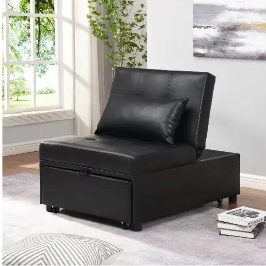 Folding Ottoman Sofa Bed BLACK